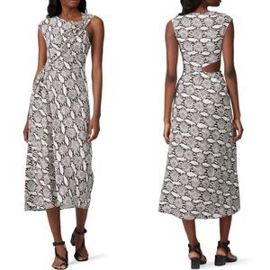 A.L.C. Dress Womens 6 Cutout Beale Snake Print Midi Sheath Ruched Sleeveless